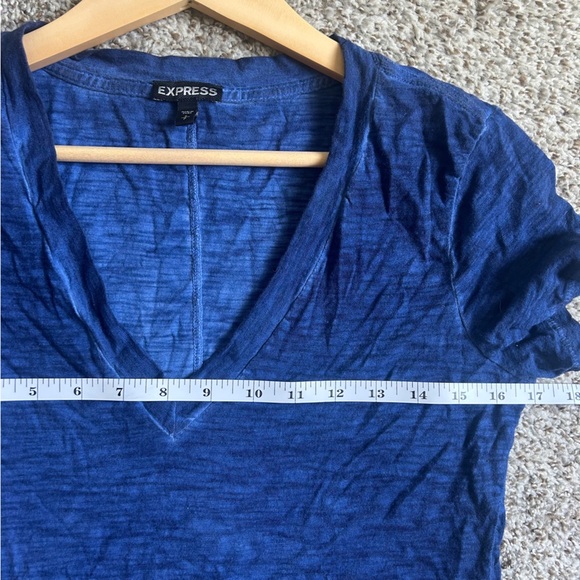 Express Blue Fitted V-Neck Short Sleeve Tee Casual Summer Comfy Small - Picture 5 of 6